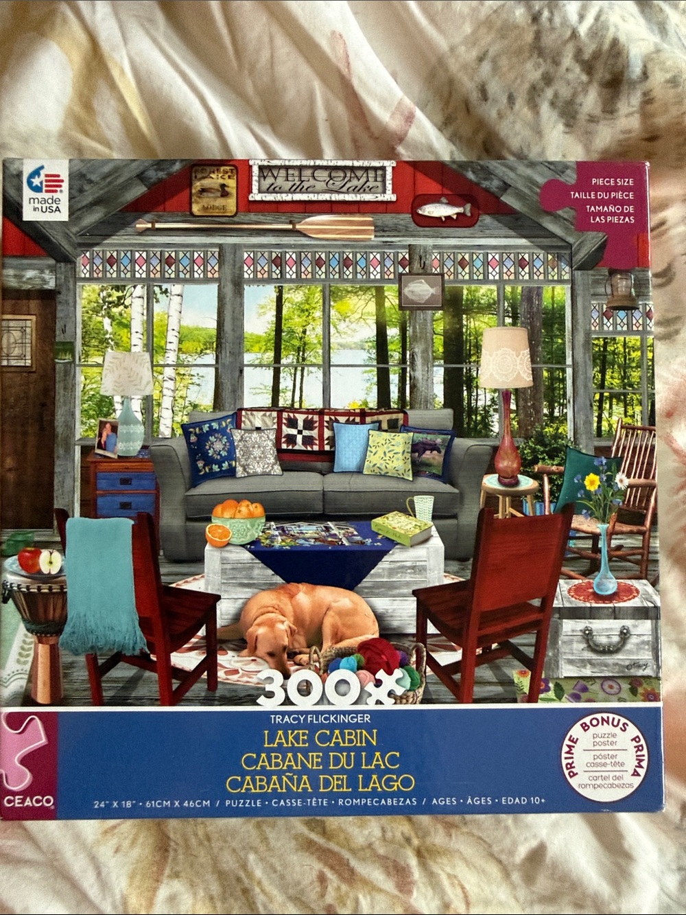 Lake Cabin 300-Piece Jigsaw Puzzle Tracy Flickinger “Lake Cabin”